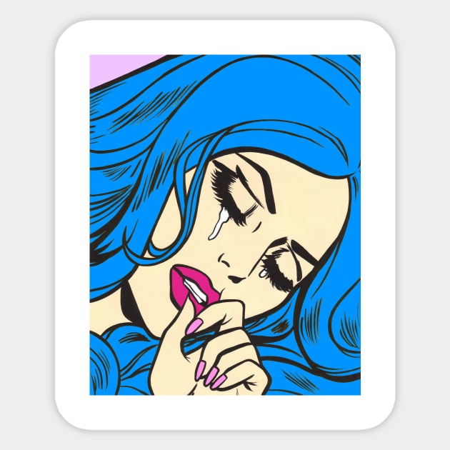 Blue Crying Comic Girl Sticker by turddemon